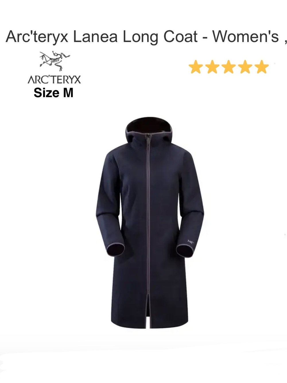 Arc'teryx LANEA LONG COAT WOMEN'S size M COLOUR:CarbonCopy⭐️⭐️⭐️⭐️⭐️